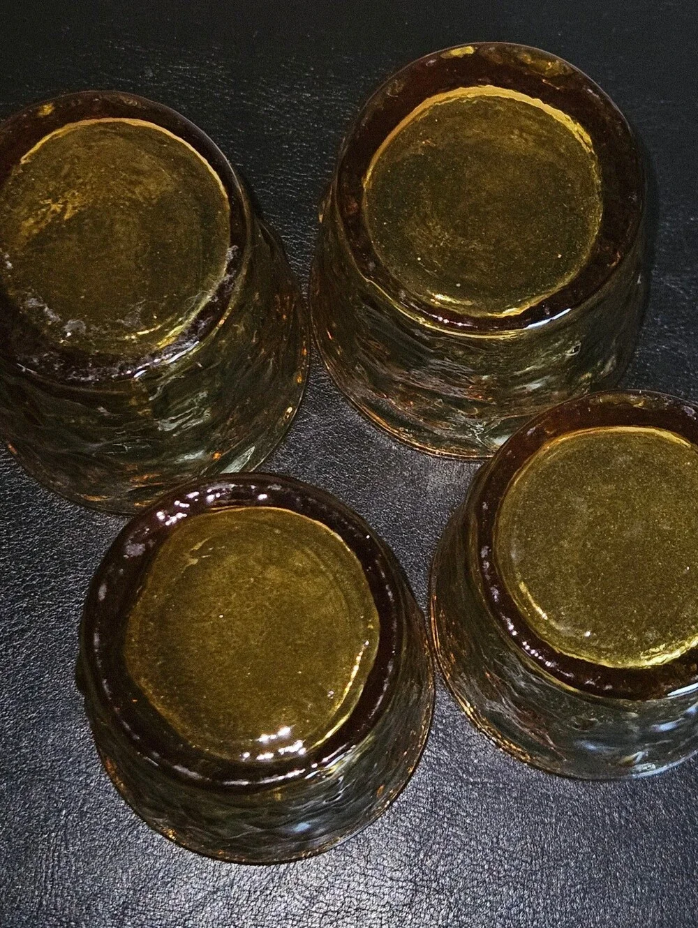4 Vintage Anchor Hocking Amber Honey Gold Lido Milano Juice Glass Bumpy